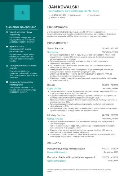 Przykładowe CV – wzór 6