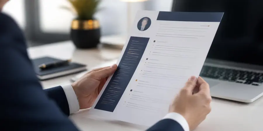 Kandydat trzymający profesjonalnie przygotowane CV